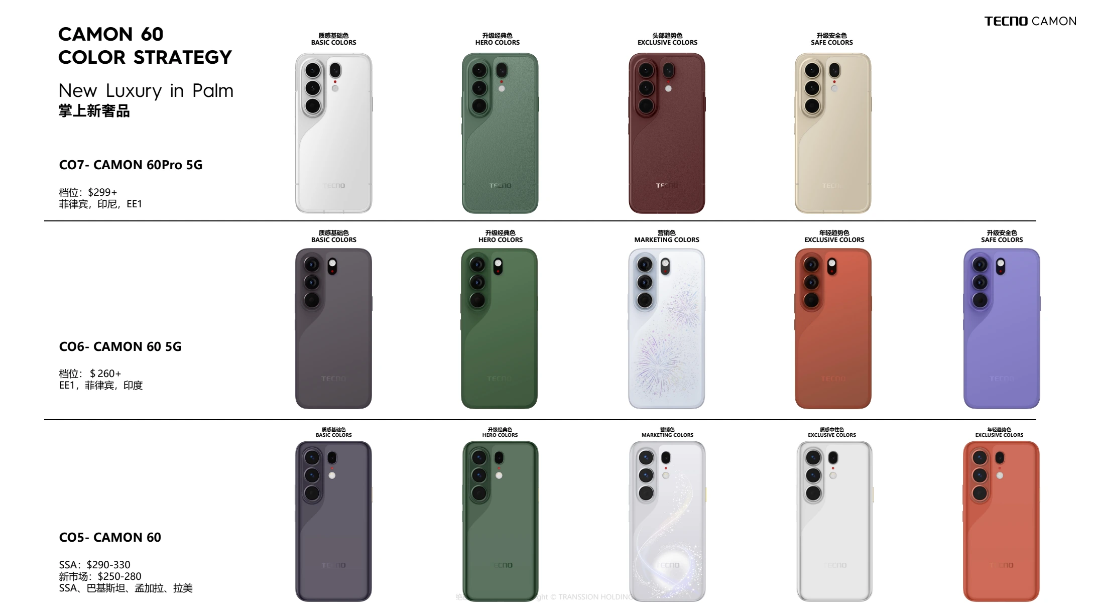 CAMON 60 全系列色彩策略